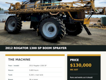 2012 Rogator 1300 SP Boom Sprayer