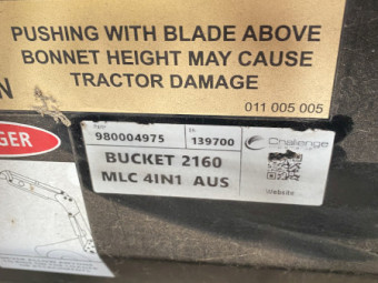 Challenge 2160mm 4 in 1 MLC Bucket, AUS Hitch