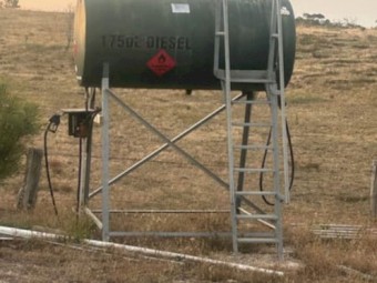 Overhead Dual Fuel Tank with Pump and Stand