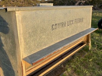 Cowra lick feeders with extended tray sides